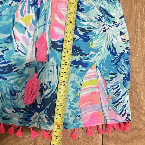 Lilly Pulitzer Palma Tube Top XS Blouse Hay Bay Bay Sailboat Tassel Strapless - Picture 7 of 7